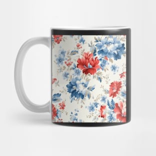 Red White and Blue Patriotic Shabby Floral Mug